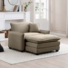 Corduroy Single Sofa with Footstool and Pillow, Deep Seat Lounge Chair for Living Room, Bedroom, Club - 2 of 4