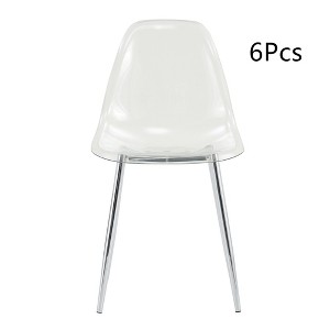 Anybear Modern Simple Transparent Plastic Dining Chair With Silver Metal Legs, Set of 6 - 1 of 4