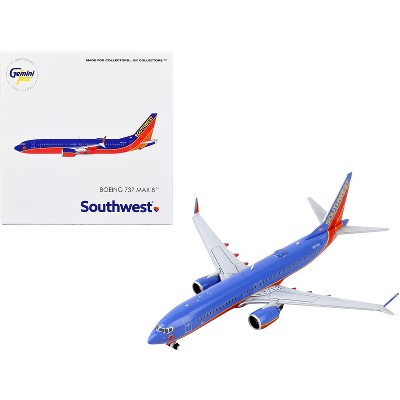 Boeing 737 MAX 8 Commercial Aircraft "Southwest Airlines" Canyon Blue w/Red Stripes 1/400 Diecast Model Airplane by GeminiJets