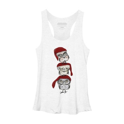 Women's Design By Humans Christmas Owls By msmart Racerback Tank Top
