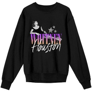 Whitney Houston Ombre Text Retro Style Women's Black Crew Neck Sweatshirt - 1 of 2