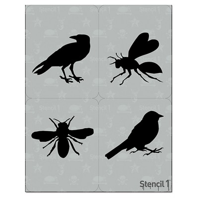 Stencil1 Birds and Bees Multipack 4ct - Stencil 8.5" x 11"