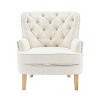 GDFStudio Geneva Mid Century Modern Tufted Boucle Club Chair, White/Dark Brown - 2 of 4