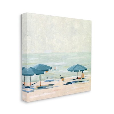 Abstract Coastal Beach Umbrellas Canvas Wall Art, 17 x 17