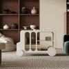 Luck Live Rolling Kitchen Island Cart Living room side table in beige color, suitable for small apartments, with movable wheels. - 4 of 4