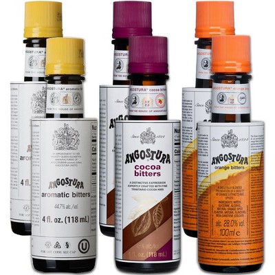 Angostura Bitters Mixed 6 Pack - Aromatic, Orange and Cocoa 4oz Premium Cocktail Bitters for Home and Professional Mixologists