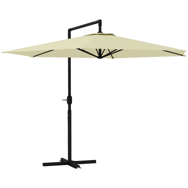 Outsunny 9.5FT Cantilever Patio Umbrella with Crank, Cross Base and Air Vent, Round Hanging Offset Umbrella for Pool, Backyard, Deck, Garden, Beige, 4 of 7