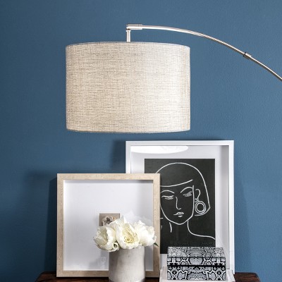 Elegant Silver Marble Floor Lamp with Fabric Drum Shade