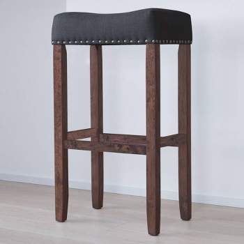 29" Wood Upholstered Saddle Seat Barstool - Nathan James