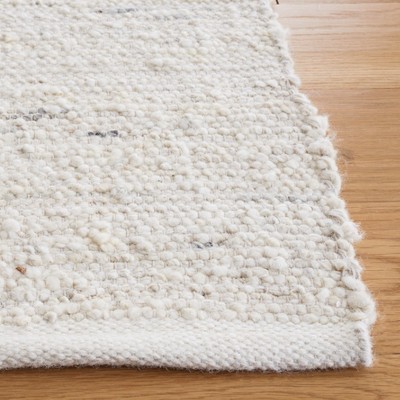Ivory Flat Woven Square Wool Area Rug
