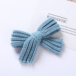 MyKids-Usa Baby Solid Color Big Knitted Bow Handmade Hairpin - 1 of 4