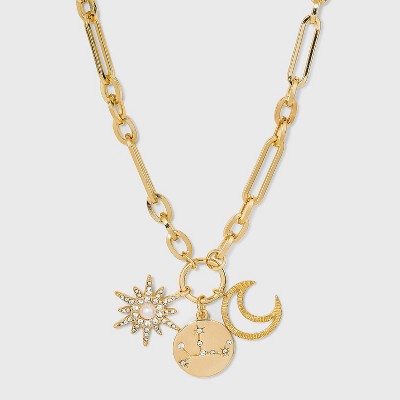 SUGARFIX by BaubleBar Constellation Starburst and Moon Link Chain Pendant Necklace - Gold