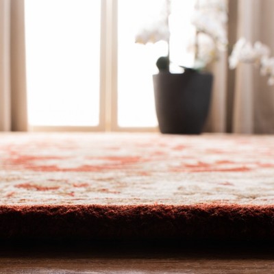 Ivory and Red Hand-Tufted Wool Area Rug, 8' x 10'