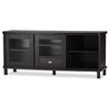 Walda Wood Cabinet with 2 Sliding Doors and 1 Drawer TV Stand for TVs up to 60" Dark Brown/Gray - Baxton Studio - 2 of 4