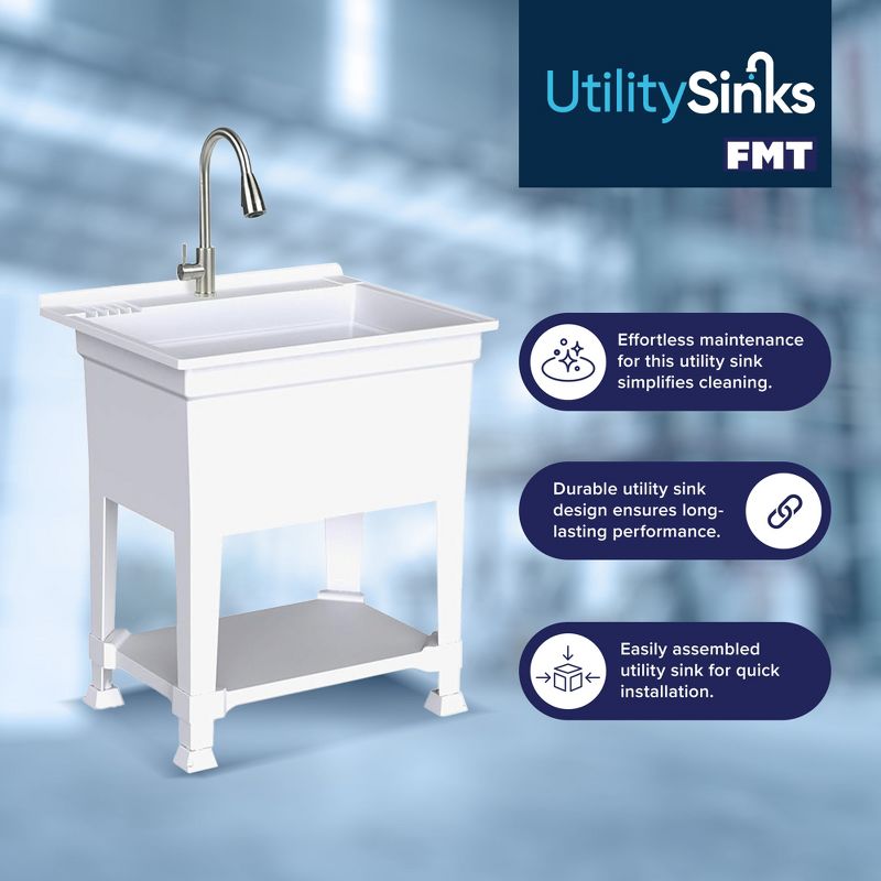 UTILITYSINKS Plastic Freestanding Compact Utility Tub Sink for Workshop, Laundry Room, Garage, Greenhouse & Pet Wash Station, 3 of 7