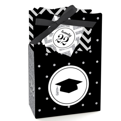 Big Dot of Happiness Silver Tassel Worth The Hassle - 2022 Graduation Party Favor Boxes - Set of 12