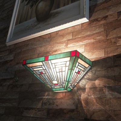 Tiffany-Style Blackish Bronze Mission 12" Wall Sconce