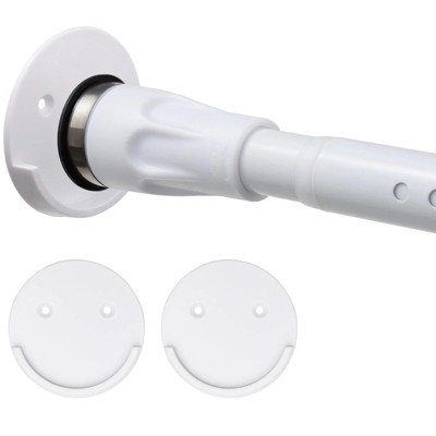 LunaLulinlk Shower Curtain Rod With Holders, 42 to 87 inch Tension Shower Curtain Rod No Drilling Adjustable White Shower Rods