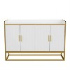 LunaLulinlk Modern Kitchen Buffet Storage Cabinet Cupboard White Gloss with Metal Legs - 2 of 4