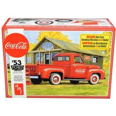 Skill 3 Model Kit 1953 Ford F-100 Pickup Truck "Coca-Cola" with Vending Machine and Dolly 1/25 Scale Model by AMT