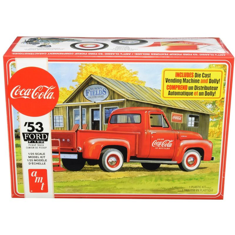 Skill 3 Model Kit 1953 Ford F-100 Pickup Truck "Coca-Cola" with Vending Machine and Dolly 1/25 Scale Model by AMT, 1 of 5