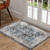 Washable Bedroom Rug Non Slip Foldable Vintage Floral Print Throw Rug - 2 of 4