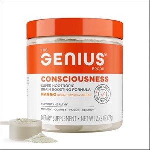Genius Consciousness Mango – Brain Nootropic for Focus, Cognitive Boost & Memory with Alpha GPC & Lion’s Mane – Powder Formula - 1 of 4