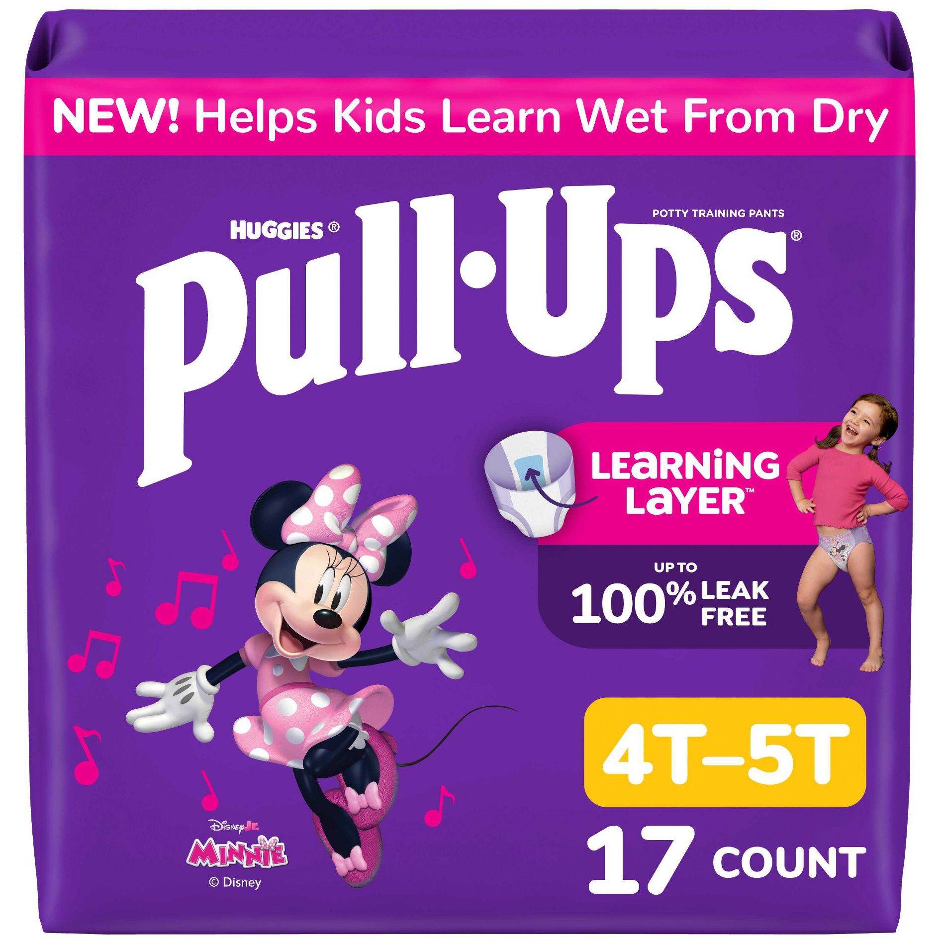 Pull-Ups Girls' Learning Designs Training Pants - Size 4T-5T - 17ct: Hypoallergenic, Paraben-Free, Non-Toxic, Disney Minnie Mouse