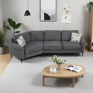 111" Chenille Curved Sectional Sofa with Metal Legs - 1 of 4