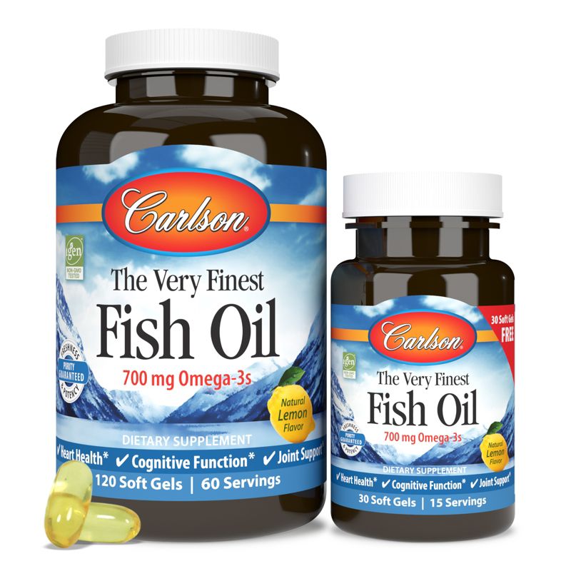 Carlson - The Very Finest Fish Oil, 700 mg Omega-3s, Norwegian, Wild Caught, Sustainably Sourced, Lemon, 5 of 7