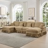 Classic U-Shape 4-Seater Modular Sectional Sofa with Flared Arms, Removable Ruffles Skirts & Movable Ottomans, Chenille Deep Seat Cloud Sofa - 2 of 4