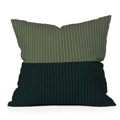 16"x16" Poems Color-Block Lines Square Throw Pillow Dark Green/Olive - Deny Designs