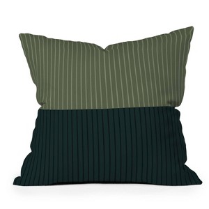 16"x16" Poems Color-Block Lines Square Throw Pillow Dark Green/Olive - Deny Designs - 1 of 4