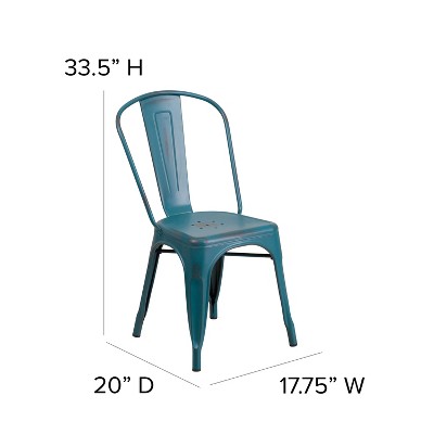 Kelly Blue-Teal Metal Indoor-Outdoor Stackable Side Chair