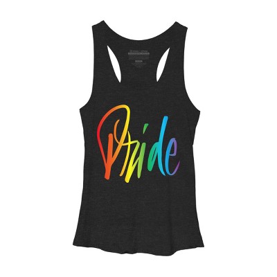 Adult Design By Humans Rainbow Cursive Letters Pride By machmigo Racerback Tank Top