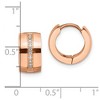 Chisel Stainless Steel Polished Rose IP-plated with Preciosa Crystal Hinged Hoop Earrings - 4 of 4