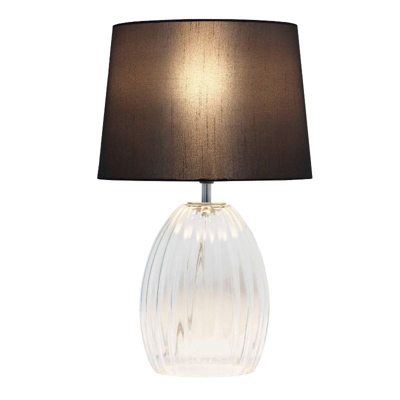 17.63&#34; Contemporary Fluted Glass Bedside Table Lamp with Fabric Shade Clear/Gray - Lalia Home, 2 of 9