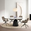 Armen Living,Swivel Upholstered Dining Chair in Brown Fabric with Black Metal Legs - Set of 2 - 3 of 4