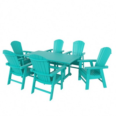 WestinTrends 7 Piece Outdoor Patio Dining Table and Adirondack Armchair Set