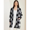 Allegra K Women's Winter Plaid Long Sleeve Open Front Outwear Casual Sweater Cardigan - 2 of 4