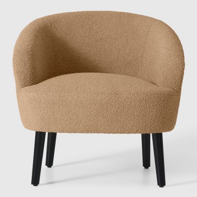 WestinTrends Alexandria 29" Wide Mid Century Modern Faux Shearling Barrel Accent Arm Chair