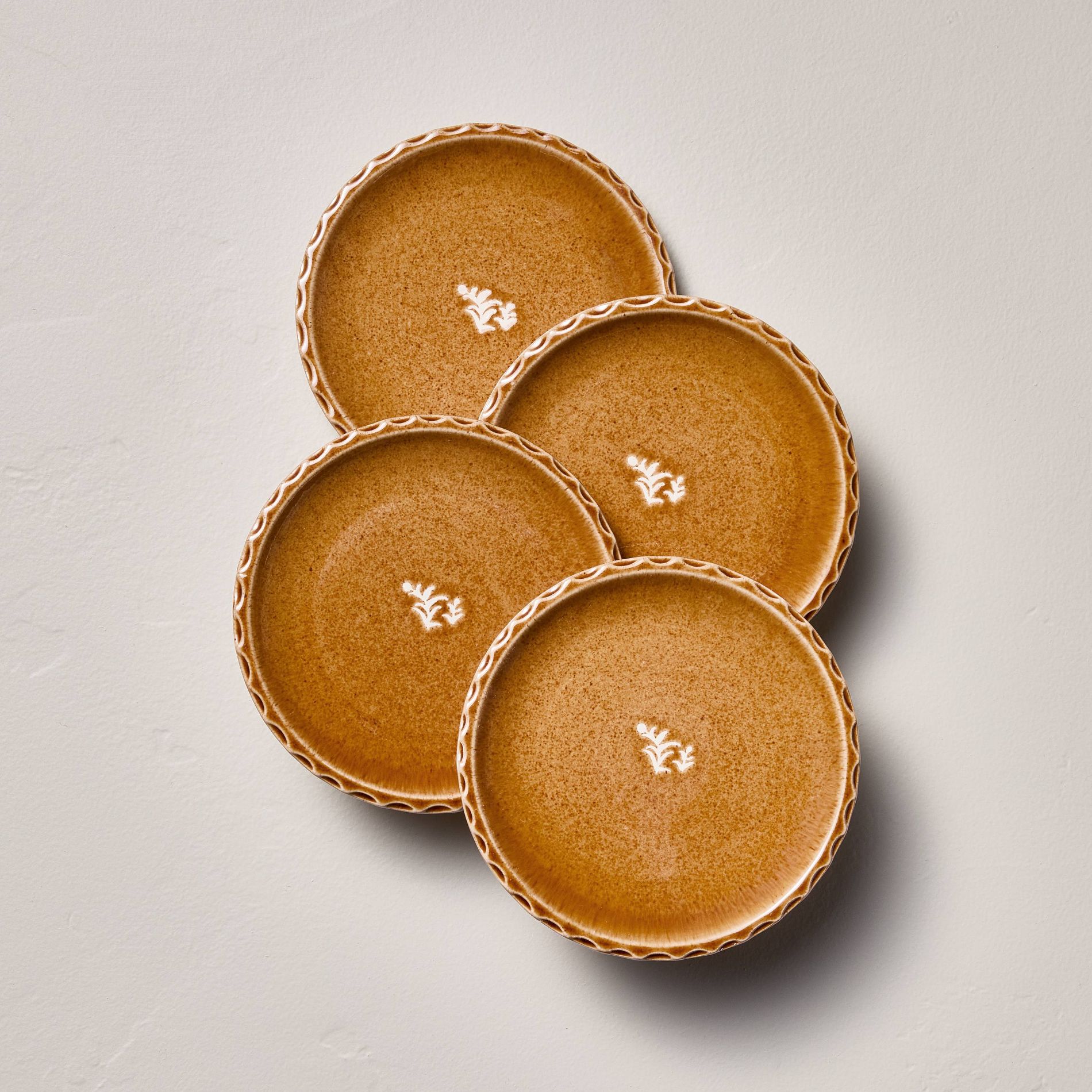 Set of 4 6.5" Pinched Edge Stoneware Appetizer Plates Gold - Hearth & Hand™ with Magnolia
