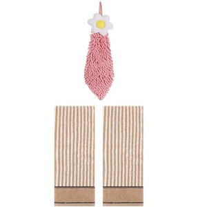 REGALWOVEN 3 Pcs Soft Absorbent Bathroom Hand Towels for Kitchen, Gym - 1 of 4