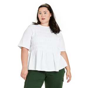 Women's Short Sleeve Smocked T-Shirt - Sandy Liang x Target White - 1 of 3