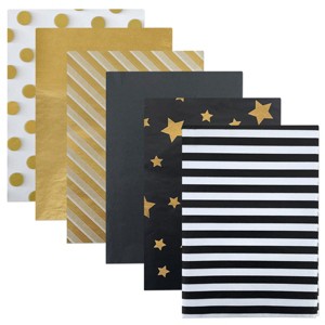 Wrapables Tissue Paper 20 x 28 Inch for Gift Wrapping, Arts & Crafts, Paper Flowers, Garlands, Tassels (60 Sheets), Black & Gold - 1 of 4