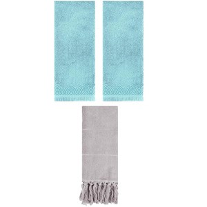 REGALWOVEN 3 Packs Cotton Absorbent Soft Turkish Hand Towels with tassel for Bathroom - 1 of 4