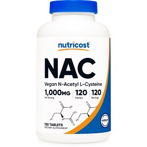 Nutricost N-Acetyl L-Cysteine (NAC) 1000 mg, 120 Vegan Tablets - GMO Free, Gluten Free, Vegetarian Supplement - 1 of 4