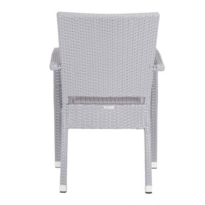 Kelda Gray Wicker Stacking Arm Chairs Set of 2