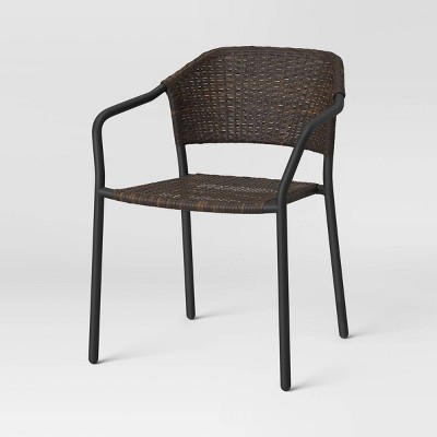 Wicker Patio Stack Chair with Woven Deco on Round Arm - Room Essentials™
