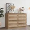 8-Drawer Rattan Dresser - Modern Wide Wood Chest with Double Storage for Bedroom, Easy Assembly - 3 of 4